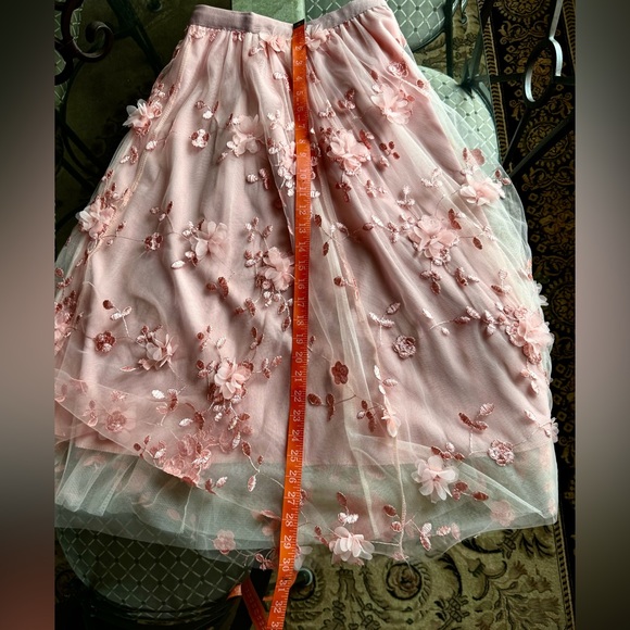 Floral Appliqué Chiffon Maxi Skirt S - Picture 10 of 12